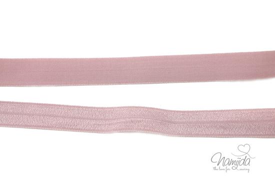 1 MTR. ♥ Elastisches Einfassband - ANTIKROSA - Falzgummi - Glänzend ♥