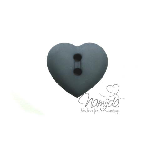 1 Stück ♥ HERZCHEN KNOPF GRAU - 15mm ♥