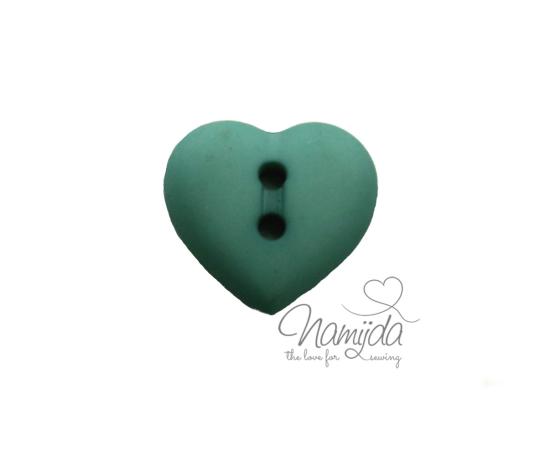 1 Stück ♥ HERZCHEN KNOPF DUSTYMINT  - 15mm ♥