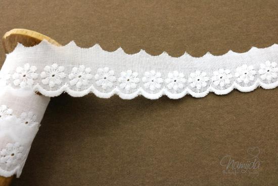 ♥1 Mtr. Wäschespitze - BOGENKANTE AYANA - 2,5cm - WEISS ♥