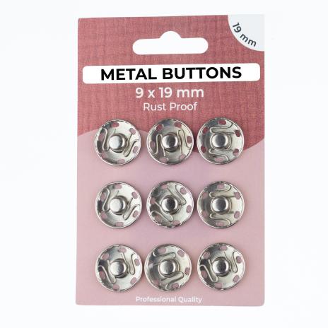 1 Set (9 Stück) ♥ Druckknöpfe 19mm Silber ♥