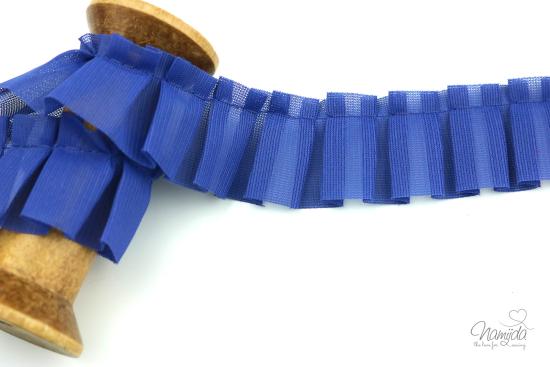 1 MTR. ♥ TÜLL RüSCHENBORTE - Navy/Dunkelblau - 35mm ♥