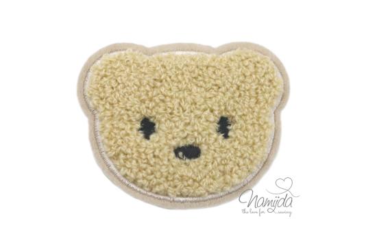 1 Stück -  BÄRCHEN CREME CHENILLE PATCH