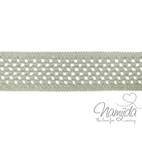 1 MTR.  GEHÄKELTES BAUMWOLL GuMMIBAND KIESEL - 5cm