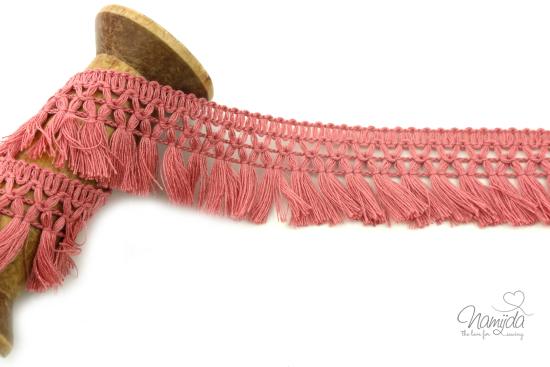 1 MTR. ♥ QUASTEN BORTE - UNI - ANTIKROSA - 3,5cm ♥