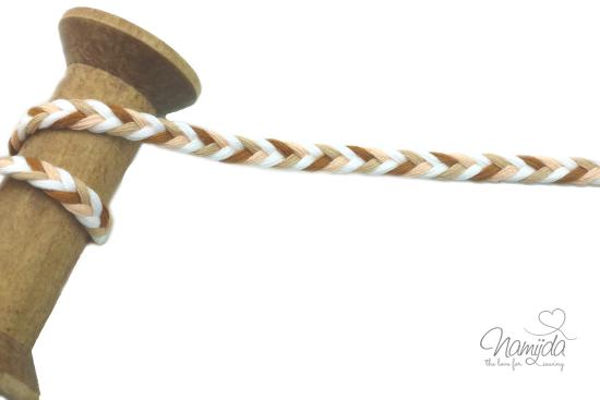 1 MTR. ♥ GEFLOCHTENE KORDEL - WEISS/RoST/CREME - 8mm ♥