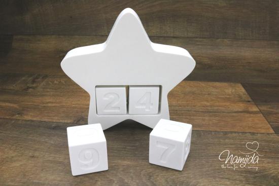 1 Set ♥ GIESSFORM SILIKON - WEIHNACHTSCOUNTDOWN STERN MIT ZAHLENWÜRFEL ♥
