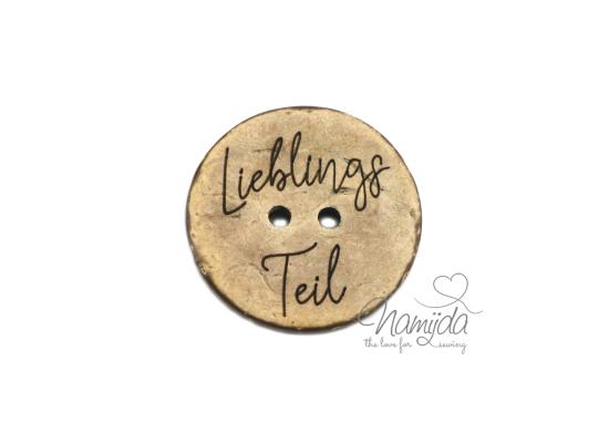 1 Stück ♥ EIGENPRODUKTION KOKOSKNOPF LIEBLINGSTEIL - HOLZKNOPF - 22 mm ♥
