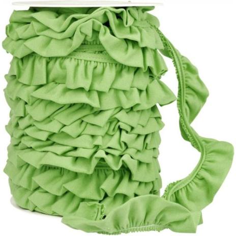 1 MTR. ♥JERSEY VOLANT RüSCHE - LiME - 30mm ♥