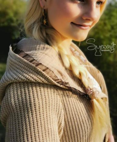 1 MTR. ♥ Elastische Organza Spitze - Braun  - 19mm - Rüschenband  ♥