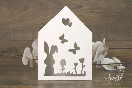 1 Stück ♥ GIESSFORM SILIKON - HAUS VORDERSEITE OSTERHASENLIEBE FÜR LED-HÄUSCHEN ♥