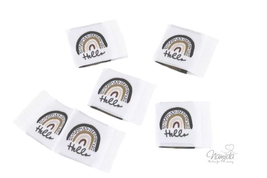 5 STCK. ♥ NAMIJDA EP WEBETIKETTEN - NATURAL RAINBOW HELLO ♥