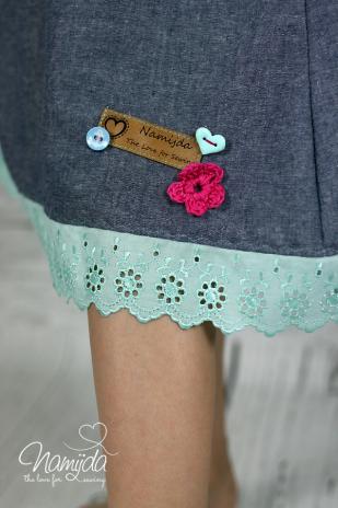 ♥1 Mtr. Wäschespitze - BLUMENRANKE - 6cm - MINT ♥