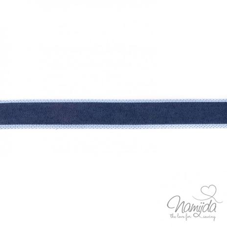 1 MTR. ♥Jeans Band mit heller Spitze - Dunkelblau 25mm ♥
