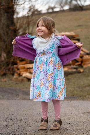 0,50 MTR. ♥ LEO HEARTS & FLOWERS JERSEY - HELLBLAU ♥