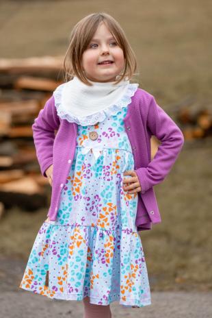 0,50 MTR. ♥ LEO HEARTS & FLOWERS JERSEY - HELLBLAU ♥