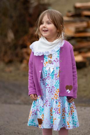 0,50 MTR. ♥ LEO HEARTS & FLOWERS JERSEY - HELLBLAU ♥