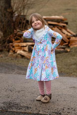 0,50 MTR. ♥ LEO HEARTS & FLOWERS JERSEY - HELLBLAU ♥