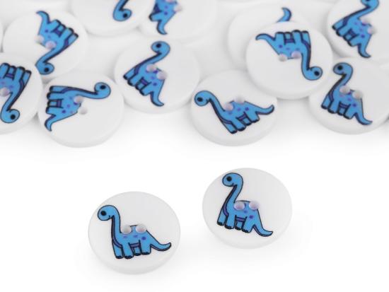 1 Stück ♥ DINO KNOPF RUND BLau - 15mm ♥