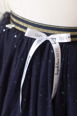 0,5 MTR. ♥ WEICHER *HERZGLITZER*  TüLL NAVY ♥