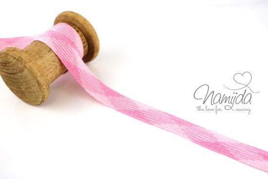 1 MTR. ♥ KARO Kordel Rosa - 2cm - flach ♥