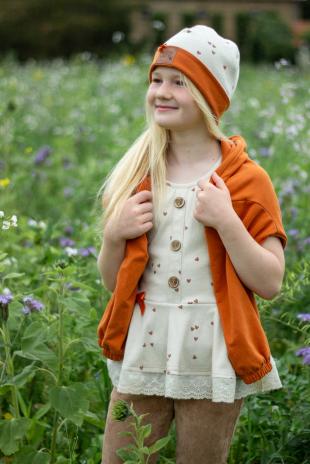 0,5 MTR. ♥ RIPPSTRICK JERSEY HERZCHEN - NATUR ♥