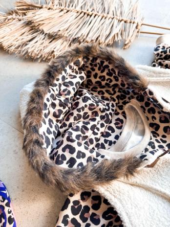 0,5 MTR. ♥ LEO SMILEY BEIGE KOMBI - FRENCH TERRY ♥