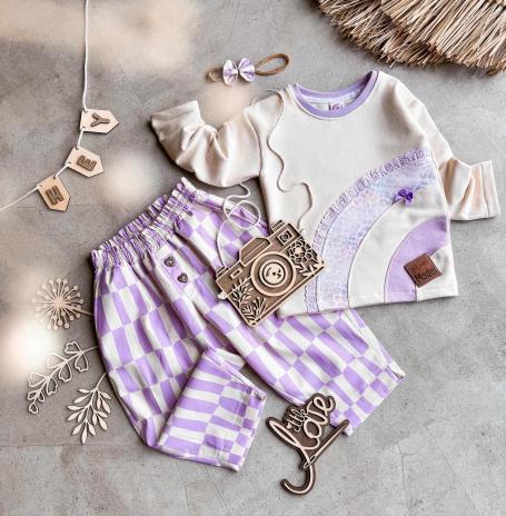 0,5 MTR. BAUMWOLL POPELINE STREIFEN FLIEDER