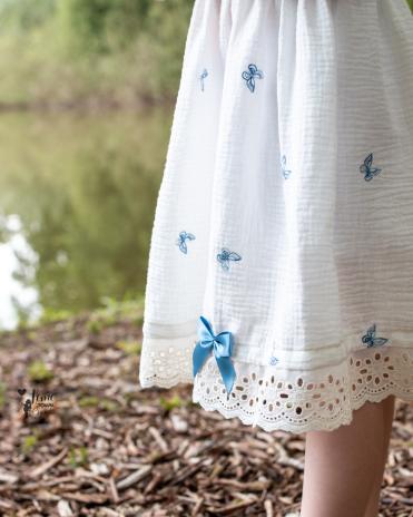 0,5 MTR. ♥ BUTTERFLY JEANS GESTICKT MUSSELIN ♥