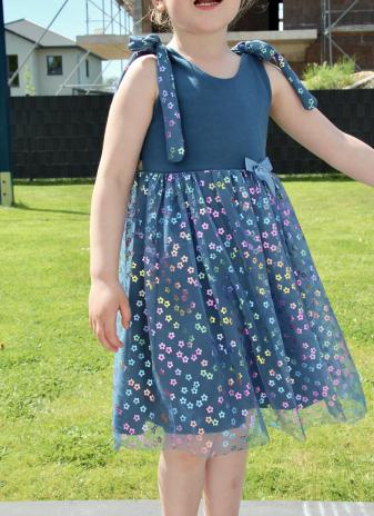 0,5 MTR.  ♥ WEICHER MULTICOLOR RAINBOW *BLUMENGLITZER* TüLL JEANS ♥