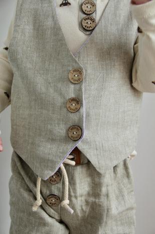 0,5 MTR. ♥ FISCHGRÄT BAUMWOLL LEINEN - KHAKI LIGHT ♥