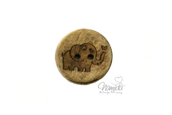 1 Stück ♥ KOKOSKNOPF ELEPHANT - HOLZKNOPF - 20mm ♥