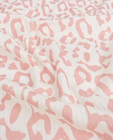 0,5 MTR. ♥ RIPPSTRICK SOFT LEO ROSE JERSEY  - 100% BAUMWOLLE ♥