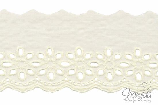 ♥1 Mtr. Wäschespitze - XXL Blütentraum 8cm - Creme ♥