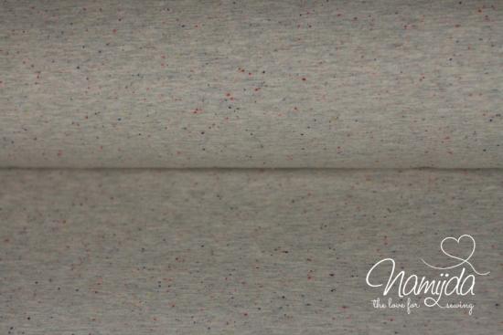 0,5 MTR. Kuschliger KONFETTI SWEAT BEIGE MELANGE - bunte Tupfen - Farbeffekte