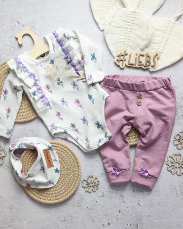 0,5 MTR. ♥ WAFFEL STRICKJERSEY - FLOWERS FLIEDER/ROSE ♥