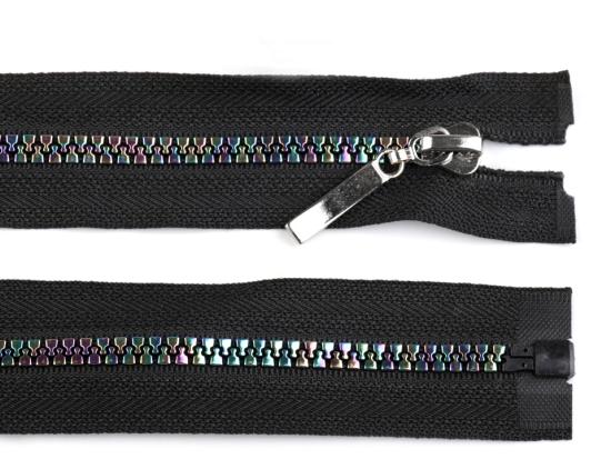 1 Stück Jacken Reißverschluss RAINBOW - 60cm - teilbar - schwarz