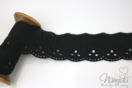 ♥1 Mtr. Wäschespitze LiLia - Schwarz - 4,2cm ♥