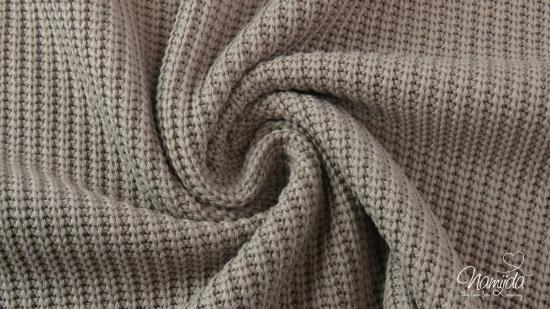 0,5 MTR.  BAUMWOLL GROBSTRICK TAUPE - STRICKSTOFF