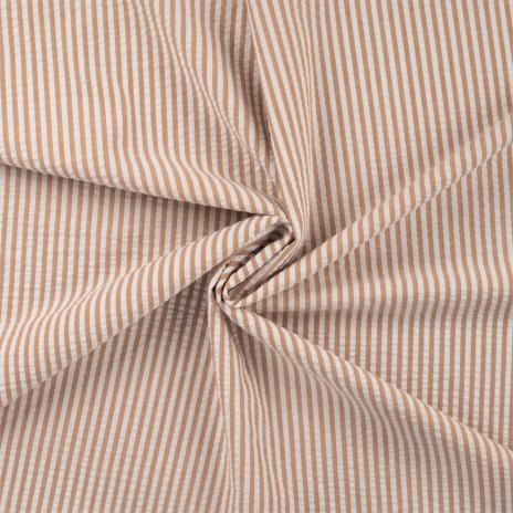 0,5 MTR. SEERSUCKER STREIFEN UNI TAUPE