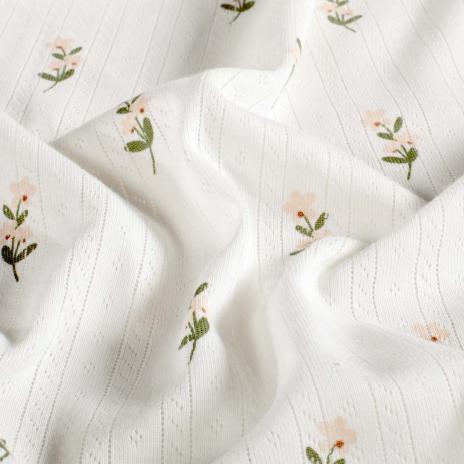 0,5 MTR.  ♥ BAUMWOLLJERSEY POINTOILLE Lochstickerrei - BLÜMCHEN ♥