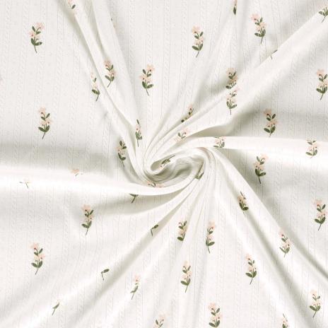 0,5 MTR.  ♥ BAUMWOLLJERSEY POINTOILLE Lochstickerrei - BLÜMCHEN ♥