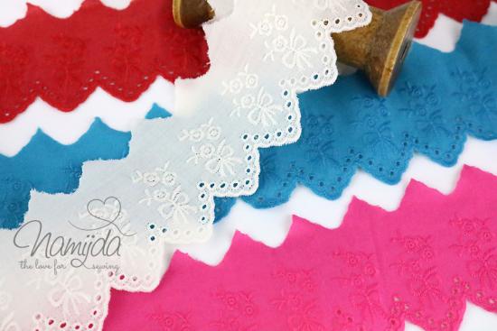 ♥1 Mtr. Wäschespitze - SCHLEIFCHEN BOGENKANTE  5,5cm - CREME ♥