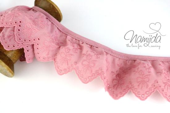 ♥1 Mtr. SCHleiFCHen Wäschespitze gerüscht - ALTRoSA - 5,5cm ♥
