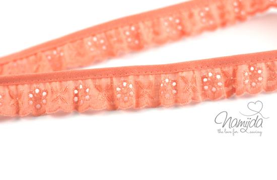 ♥1 Mtr. Wäschespitze gerüscht -  2,5cm - APRICOT ♥