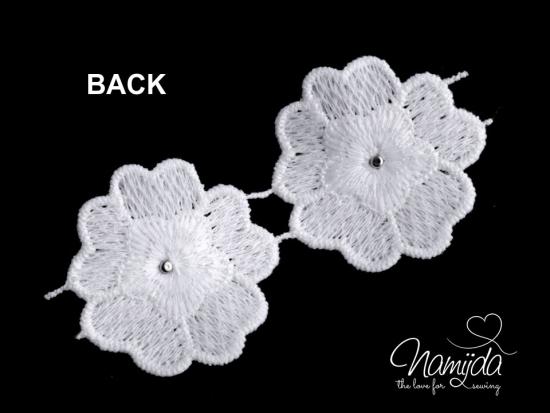 1 Stck. ♥Spitze Blumen Applikationen mit Perle - RoSA - 4cm ♥