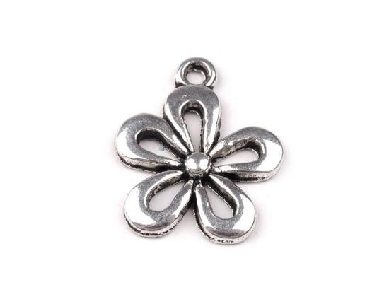 1 Stück - BLUME Anhänger  - SILBER - 15x18mm