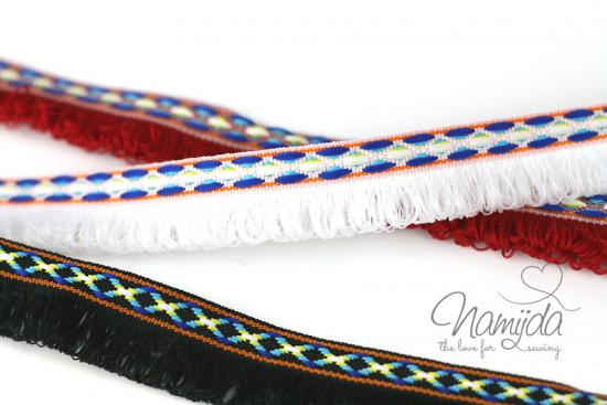 ♥1 Mtr. IBiZA Style Fransenborte RoT - 2,5cm ♥