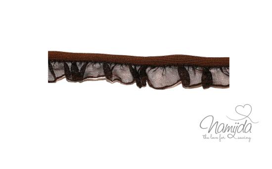 1 MTR. ♥ Elastische Organza Spitze - Braun  - 19mm - Rüschenband  ♥