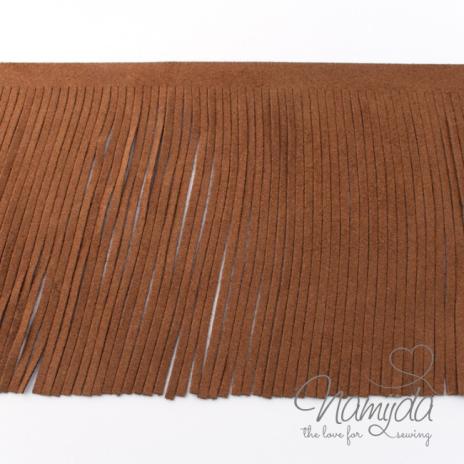 1Mtr. ♥XL Kunstleder Fransenband BRAUN - 12cm ♥